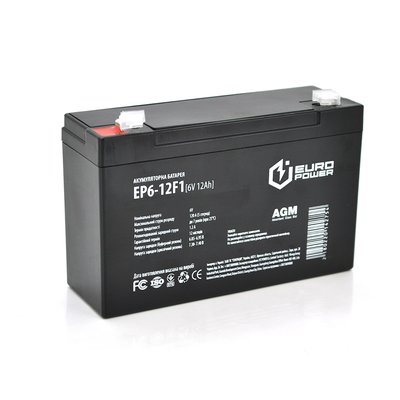 Аккумуляторная батарея EUROPOWER AGM EP6-12F1 6 V 12 Ah ( 150 x 50 x 95 (100) ) Black Q10 14275ю фото