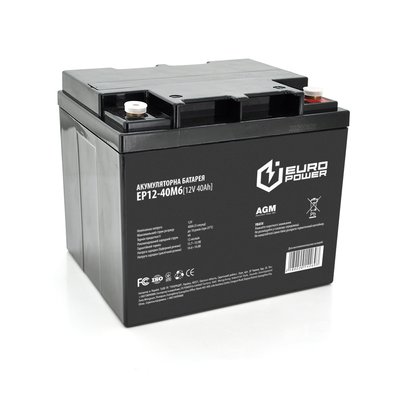 Аккумуляторная батарея EUROPOWER AGM EP12-40M6 12V 40Ah (196 x 165 x 173) Black Q1 14269 фото