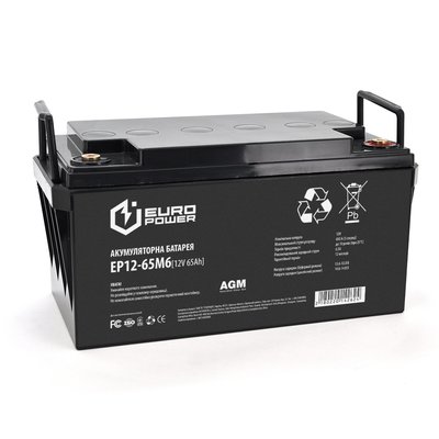 Аккумуляторная батарея EUROPOWER AGM EP12-65M6 12 V 65Ah ( 348 x 168 x 178) Black Q1 14262 фото