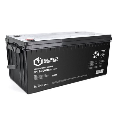 Аккумуляторная батарея EUROPOWER AGM EP12-200M8 12V 200Ah (522 x 240 x 219) Black Q1 14260 фото