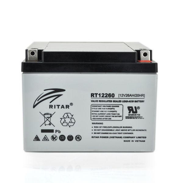 Аккумуляторная батарея AGM RITAR RT12260, Gray Case, 12V 26.0Ah (166 х 178 х125 ) Q1 4232 фото